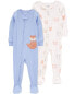 Фото #1 товара Baby 2-Pack 100% Snug Fit Cotton Footie Pajamas 12M