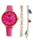 ფოტო #1 პროდუქტის Women's Pink Strap Watch 36mm Gift Set, Created for Macy's