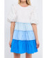 Фото #2 товара Women's Colorblock Multi Tiered Ruffled Mini Dress