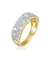 Фото #1 товара Sterling Silver 14k Gold Plated Cubic Zirconia Pave Band Ring