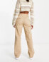 Фото #4 товара Bershka high waisted straight leg trousers in sand