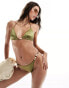 South Beach beaded high leg bikini bottom in high shine green