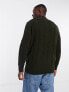 Barbour Essential cable knit crewneck jumper in dark olive