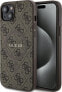 Guess Guess GUHMP15SG4GFRW iPhone 15 / 14 / 13 6.1" brązowy/brown hardcase 4G Collection Leather Metal Logo MagSafe