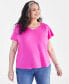 Фото #1 товара Style & Co Plus Size V-Neck Smocked-Shoulder Short-Sleeve Top, Created for