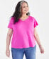 Style & Co Plus Size V-Neck Smocked-Shoulder Short-Sleeve Top, Created for