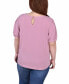 ფოტო #1 პროდუქტის Plus Size Short Sleeve Top With Mesh and Lace