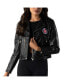 Women's Black Chicago Cubs Faux Leather Moto Full-Zip Jacket