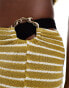 Фото #2 товара ASOS DESIGN Dawn knit beach skirt with hardware in cream & green stripe