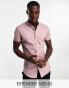 ASOS DESIGN skinny fit grandad shirt in mauve