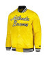 ფოტო #3 პროდუქტის Men's Gold Atlanta Braves Cross Bronx Fashion Satin Full-Snap Varsity Jacket