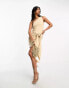 ASOS DESIGN one shoulder extreme knot sash mini dress in stone 46 - фото #4