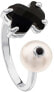 Фото #1 товара Otevřený stříbrný prsten s medvídkem a pravou perlou 513635510