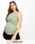 Mamalicious Maternity sleeveless t-shirt with ruched detail in green