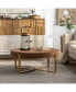 Фото #3 товара 31.29"Modern Retro Splicing Round Coffee Table, Fir Wood Table Top With Gold Cross Legs Base