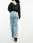 ASOS DESIGN Hourglass wide leg dad jeans in mid blue Голубой, EU 38 L32 - фото #4