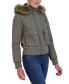 Фото #2 товара Juniors' Women ' Cotton Faux Fur Trimmed Bomber Jacket