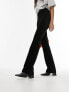 Фото #2 товара Topshop brushed rib straight leg trouser in black