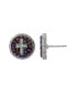 ფოტო #1 პროდუქტის Pewter Purple Seeded Beads Crystal Cross Round Button Earring