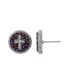 Pewter Purple Seeded Beads Crystal Cross Round Button Earring