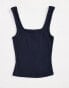 ASOS DESIGN low square neck vest in navy