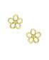 ფოტო #3 პროდუქტის Tiny Petite CZ Accent Dainty14K Yellow Gold Sunflower Daisy Flower Stud Earrings For Women Secure Clutch Screw back