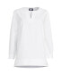 Women's Stretch Broadcloth Long Sleeve Split Neck Tunic