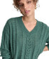 ფოტო #4 პროდუქტის Women's V-Neck Cable-Knit Sweater