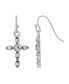 ფოტო #1 პროდუქტის Silver-Tone Crystal Cross Drop Earrings
