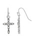 Фото #1 товара Silver-Tone Crystal Cross Drop Earrings