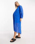Фото #8 товара Wednesday's Girl Maternity tiered polka dot midi smock dress in blue