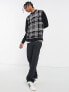 Fred Perry tartan panel jumper in black