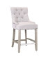 Фото #12 товара 24" Linen Tufted Buttons Upholstered Wingback Counter Stool (Set of 3)