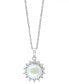 ფოტო #1 პროდუქტის EFFY® Cultured Freshwater Pearl (7 mm) & Diamond (1/20 ct. t.w.) Halo 18" Pendant Necklace in Sterling Silver