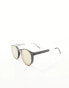 Фото #3 товара Spitfire post punk round sunglasses in black with gold mirror lens