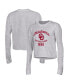 Фото #1 товара Women's Gray Oklahoma Sooners Boyfriend Cropped Long Sleeve T-shirt