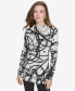 ფოტო #1 პროდუქტის Women's Printed Mock-Neck Long-Sleeve Top