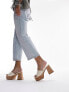 Topshop Isabelle platform cork heel mule in off white 40 - фото #7