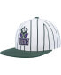 Фото #1 товара Men's White Milwaukee Bucks Hardwood Classics Pinstripe Snapback Hat