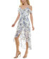 ფოტო #3 პროდუქტის Juniors' Printed Ruffled High-Low Faux-Wrap Dress