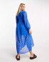 Фото #6 товара Wednesday's Girl Maternity tiered polka dot midi smock dress in blue