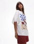 Topshop x Grace Percival oversized graphic t-shirt in white Бежевый, XS - EU 32-34 - фото #14