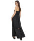 Women's Solid Tiered Pleated Sleeveless Mesh Maxi Dress