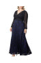 ფოტო #1 პროდუქტის Plus Size Mon Tresor Long Sleeve Lace Evening Gown