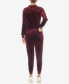 Women's Faux Leather Stripe Velour 2 Piece Tracksuit Set
