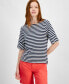 Фото #1 товара Women's Mixed-Stripe Crewneck Short-Sleeve Top