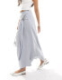 & Other Stories maxi skirt with drape side tie and buckle detail in light grey