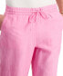 Фото #6 товара Petite 100% Linen Drawstring Pants, Created for Macy's