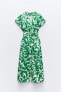 Фото #3 товара Платье миди с принтом и поясом ZARA