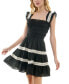 Juniors' Square-Neck Ruffle-Strap A-Line Dress Black Jm, XS - фото #3